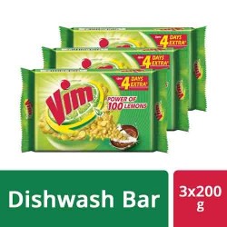 Vim Dishwash Bar, 200 g Pack of 3