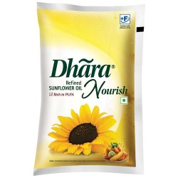 Dhara Refined - Sunflower Oil, 1 L Pouch